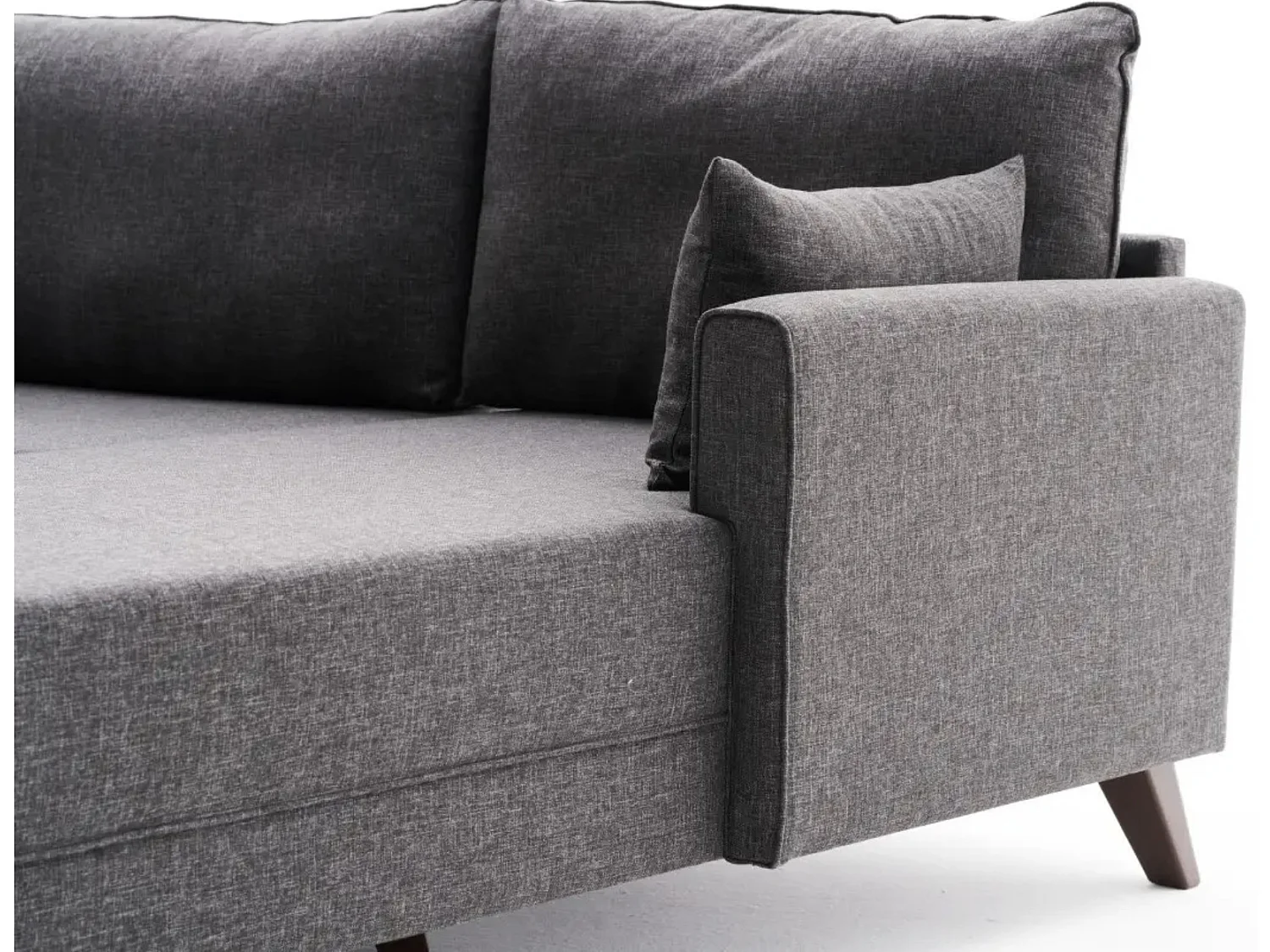 Canapé d'angle droit 5 places tissu gris foncé Kandy 275cm