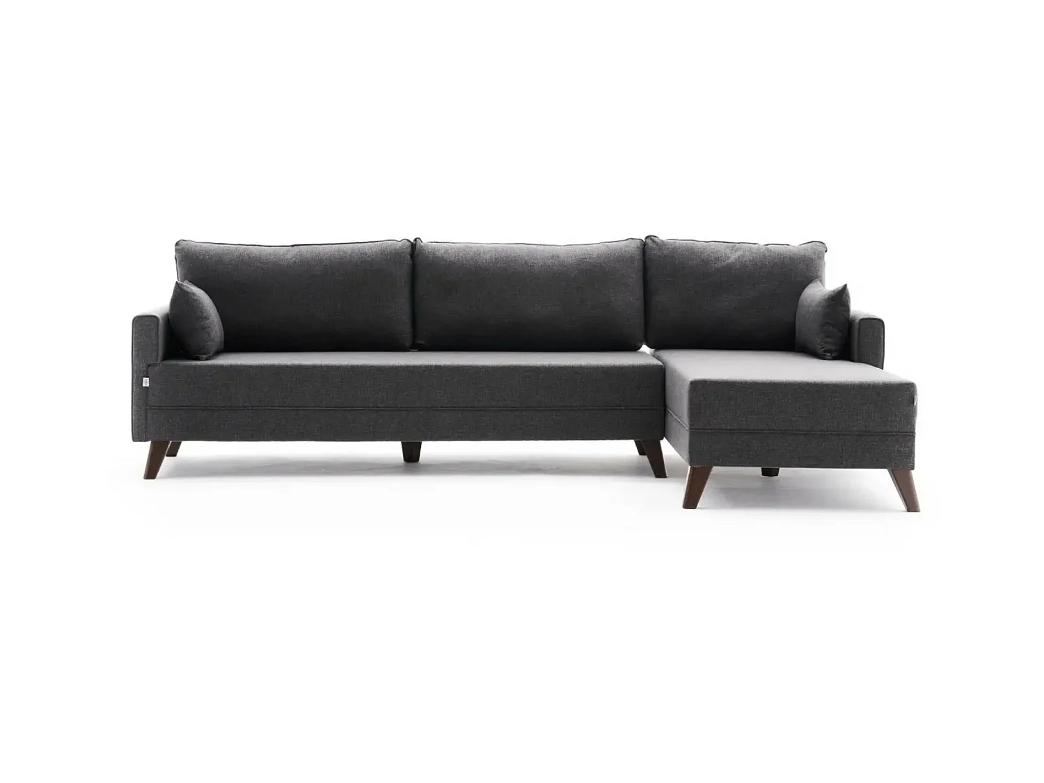 Canapé d'angle droit 5 places tissu gris foncé Kandy 275cm