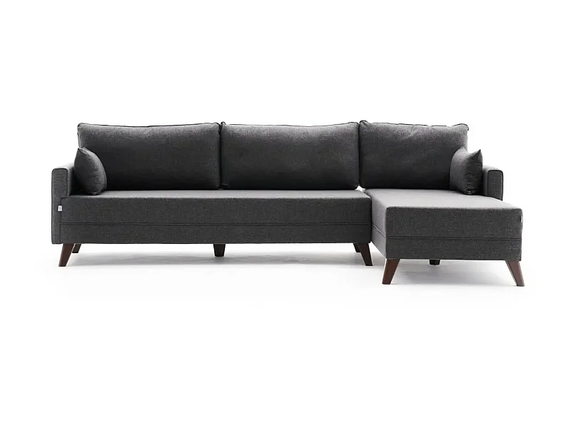 Canapé d'angle droit 5 places tissu gris foncé Kandy 275cm