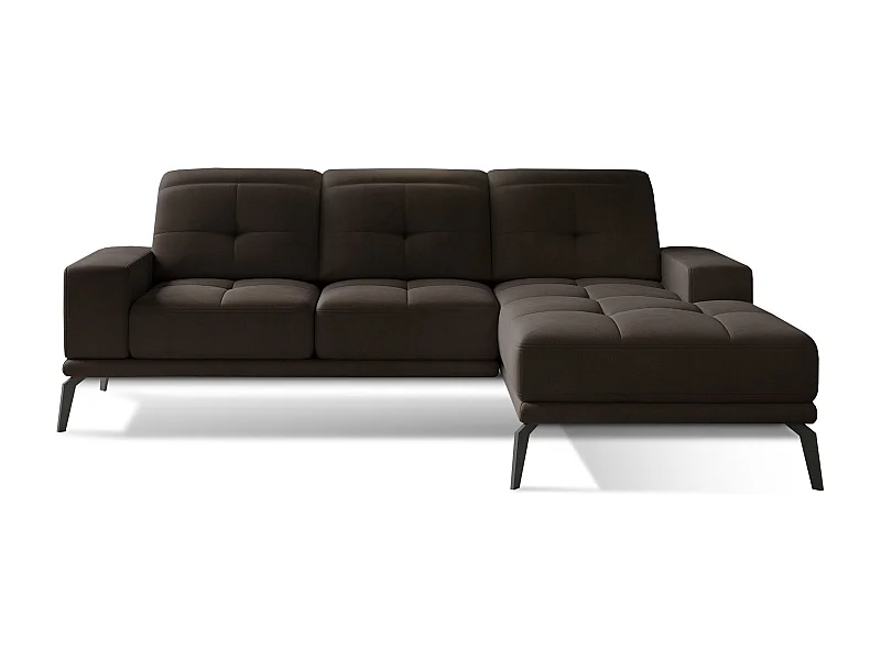 Canapé d'angle droit 5 places velours marron Torpille 265cm