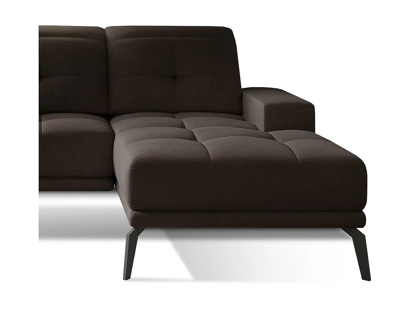 Canapé d'angle droit 5 places velours marron Torpille 265cm