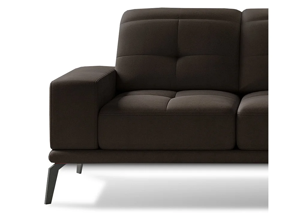 Canapé d'angle droit 5 places velours marron Torpille 265cm