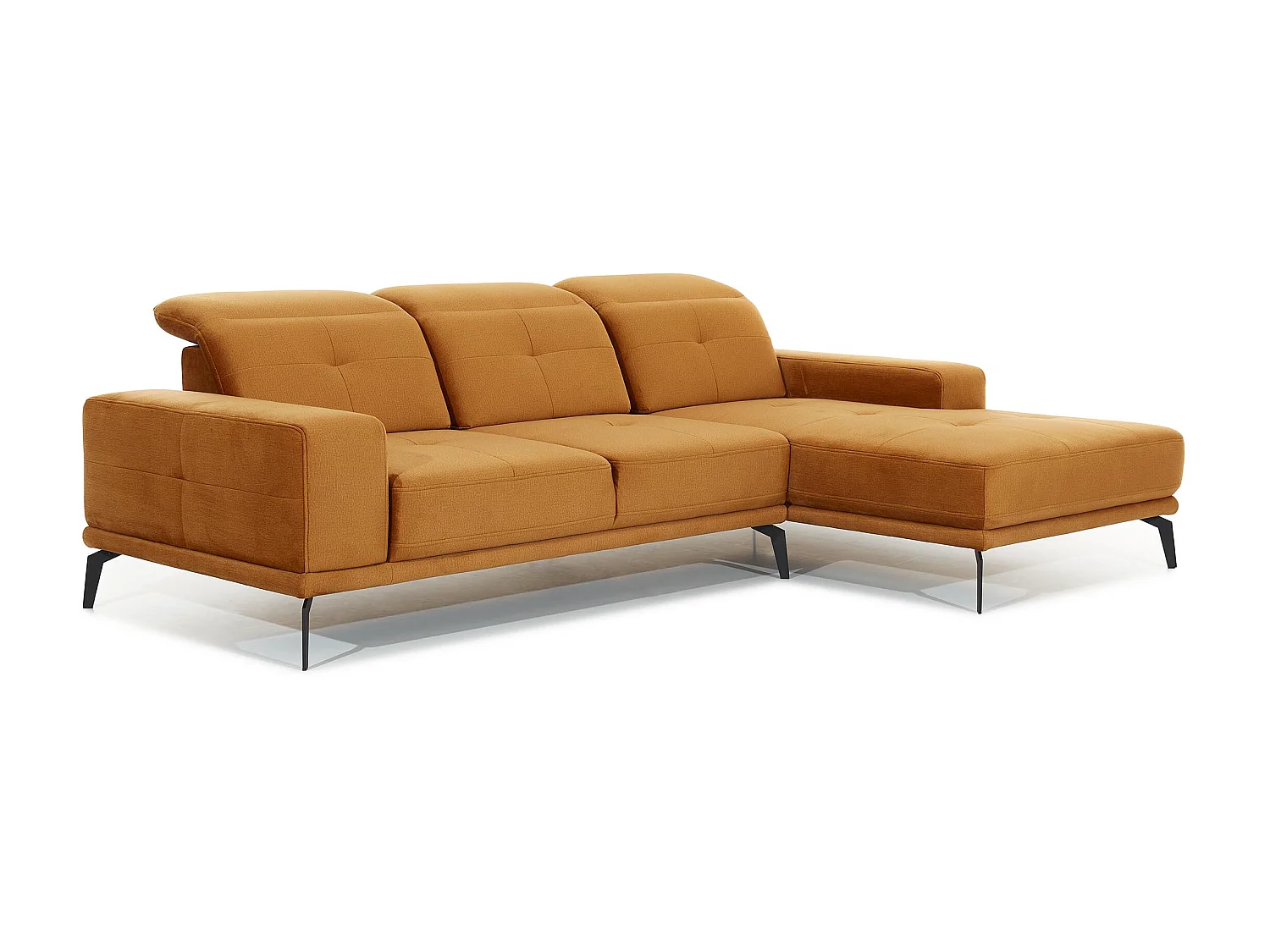 Canapé d'angle droit 5 places velours marron Torpille 265cm