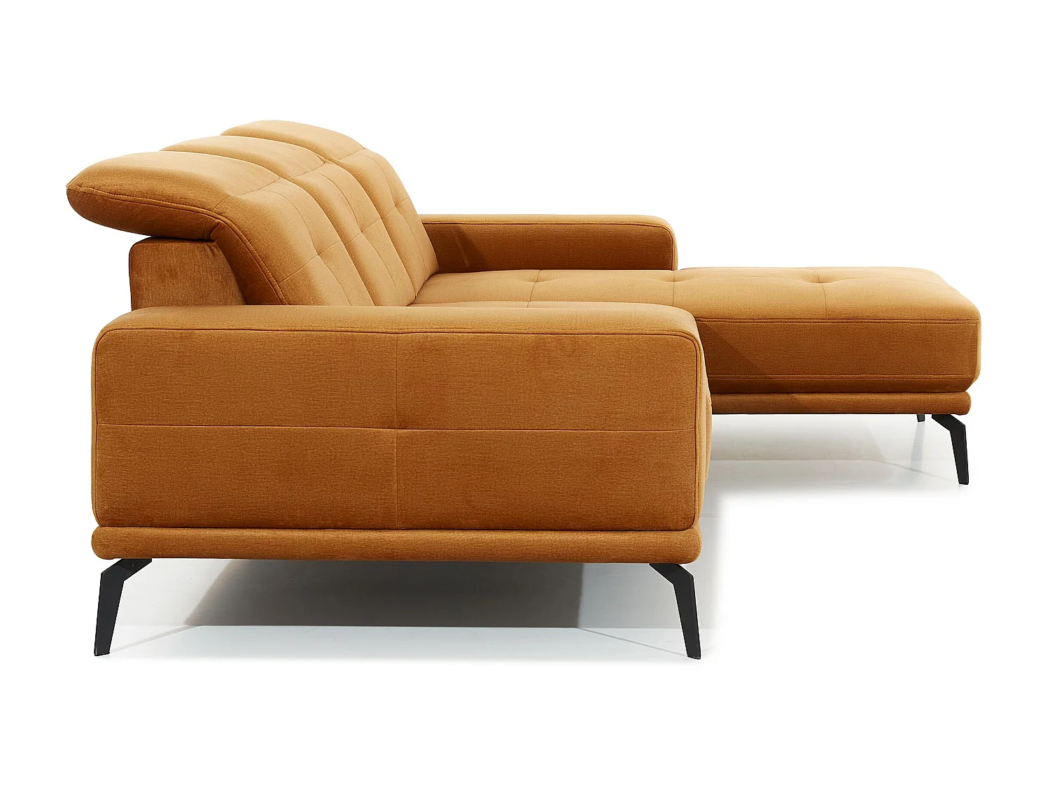 Canapé d'angle droit 5 places velours marron Torpille 265cm