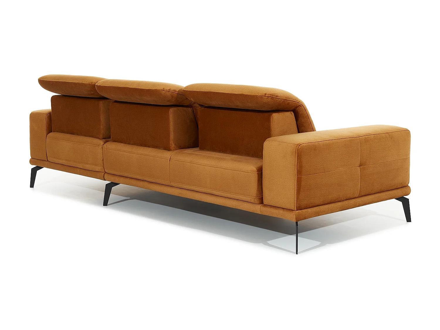 Canapé d'angle droit 5 places velours marron Torpille 265cm