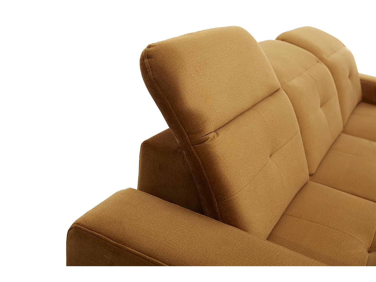 Canapé d'angle droit 5 places velours marron Torpille 265cm