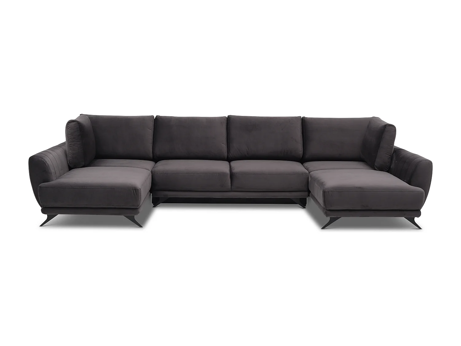 Canapé d'angle panoramique 6 places velours marron foncé Largos 362cm