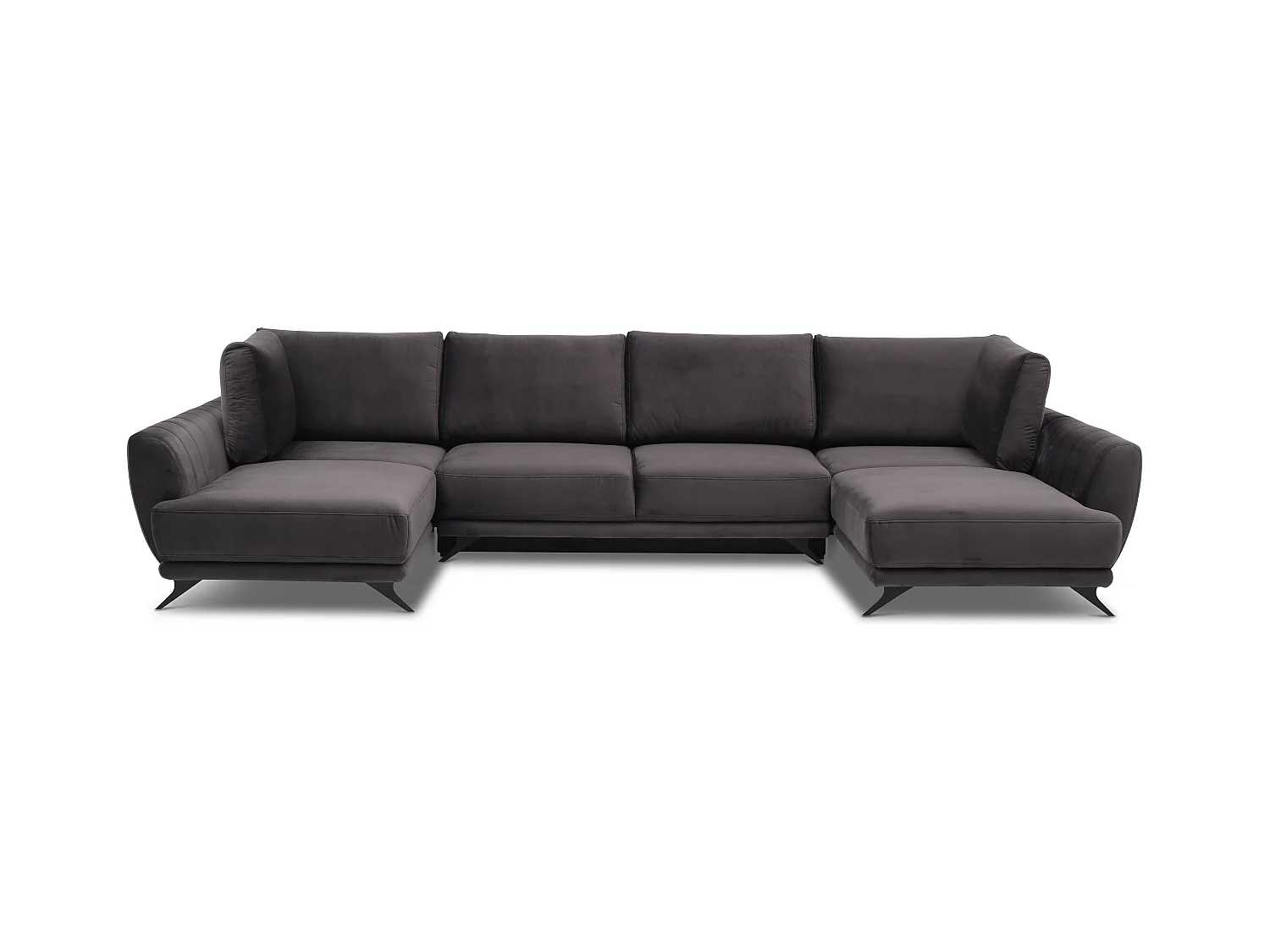 Canapé d'angle panoramique 6 places velours marron foncé Largos 362cm
