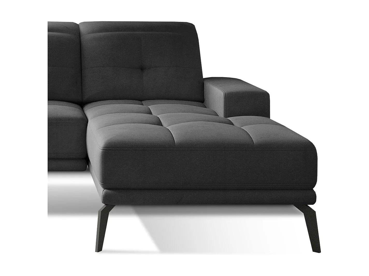 Canapé d'angle droit 5 places velours gris foncé Torpille 265cm