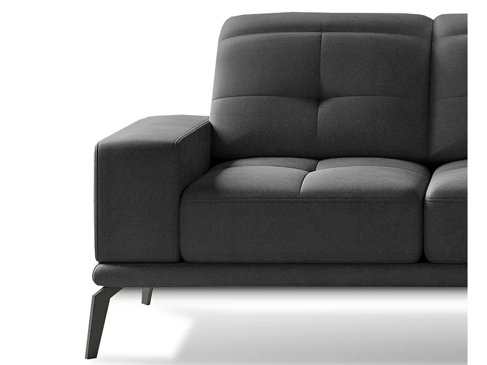 Canapé d'angle droit 5 places velours gris foncé Torpille 265cm