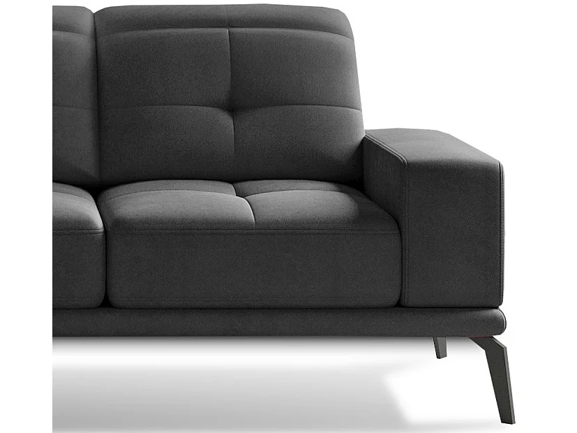 Canapé d'angle gauche 5 places velours gris foncé Torpille 265cm