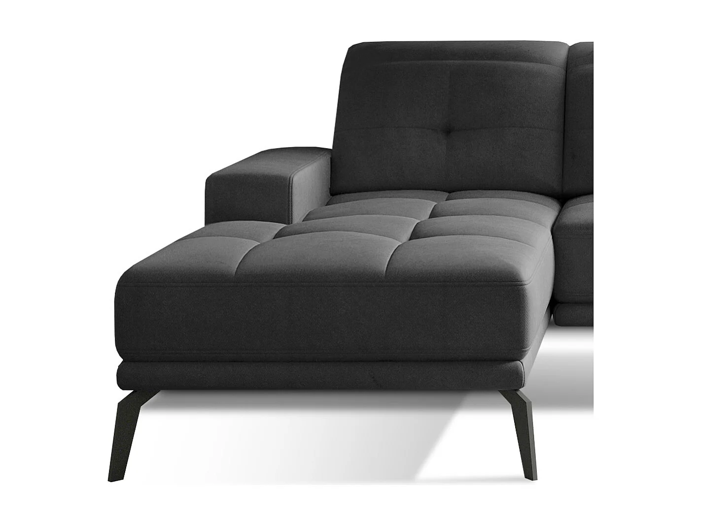 Canapé d'angle gauche 5 places velours gris foncé Torpille 265cm