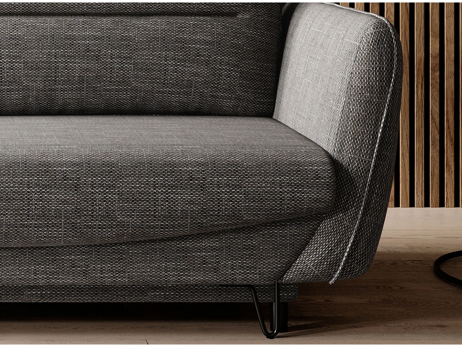 Zurik 3/4-zits slaapbank in donkerbeige gemêleerde stof 236 cm