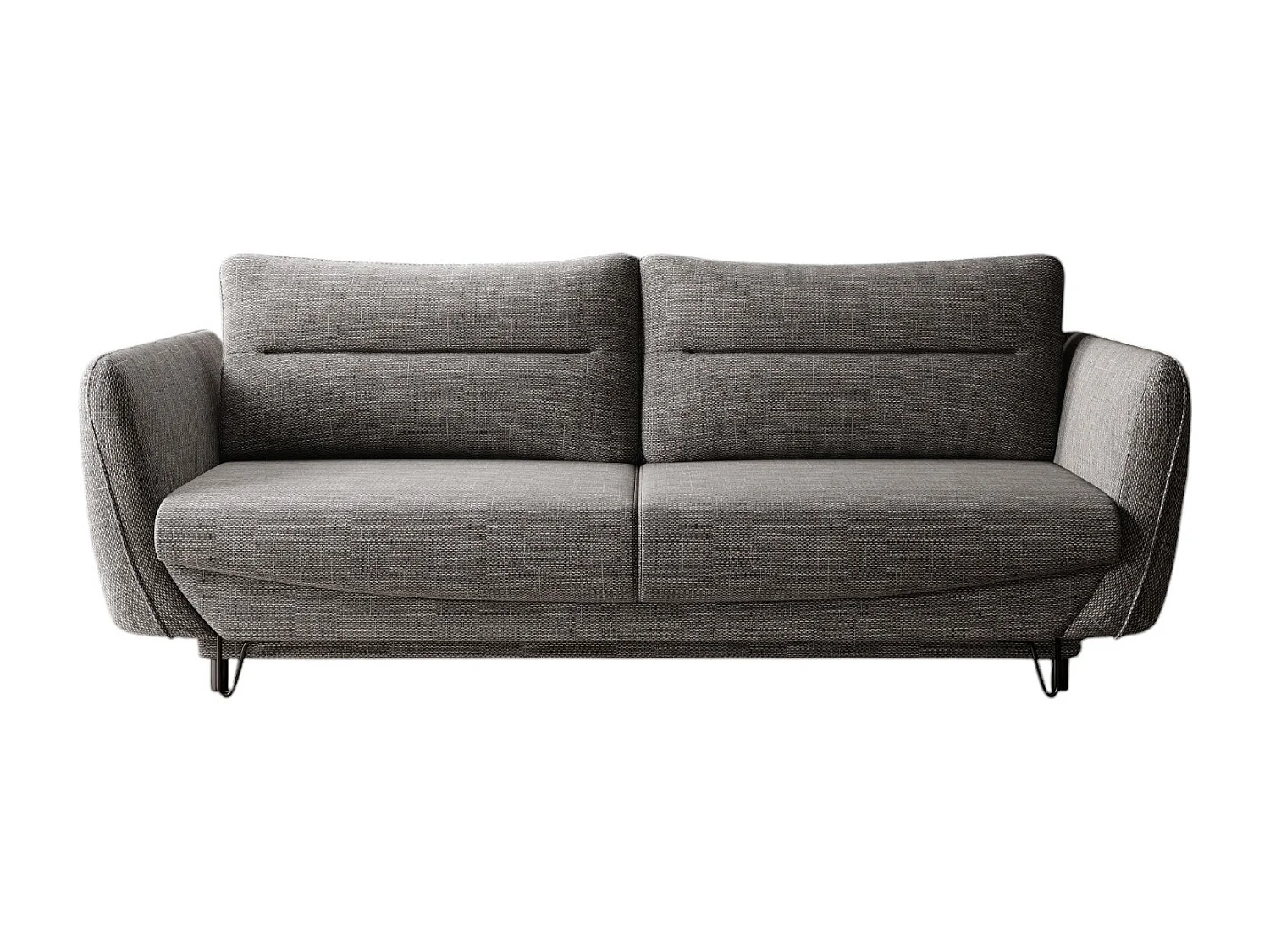 Sofá convertible recto de tela ZURIK - Caja de almacenaje y patas de metal negro-Color Gris