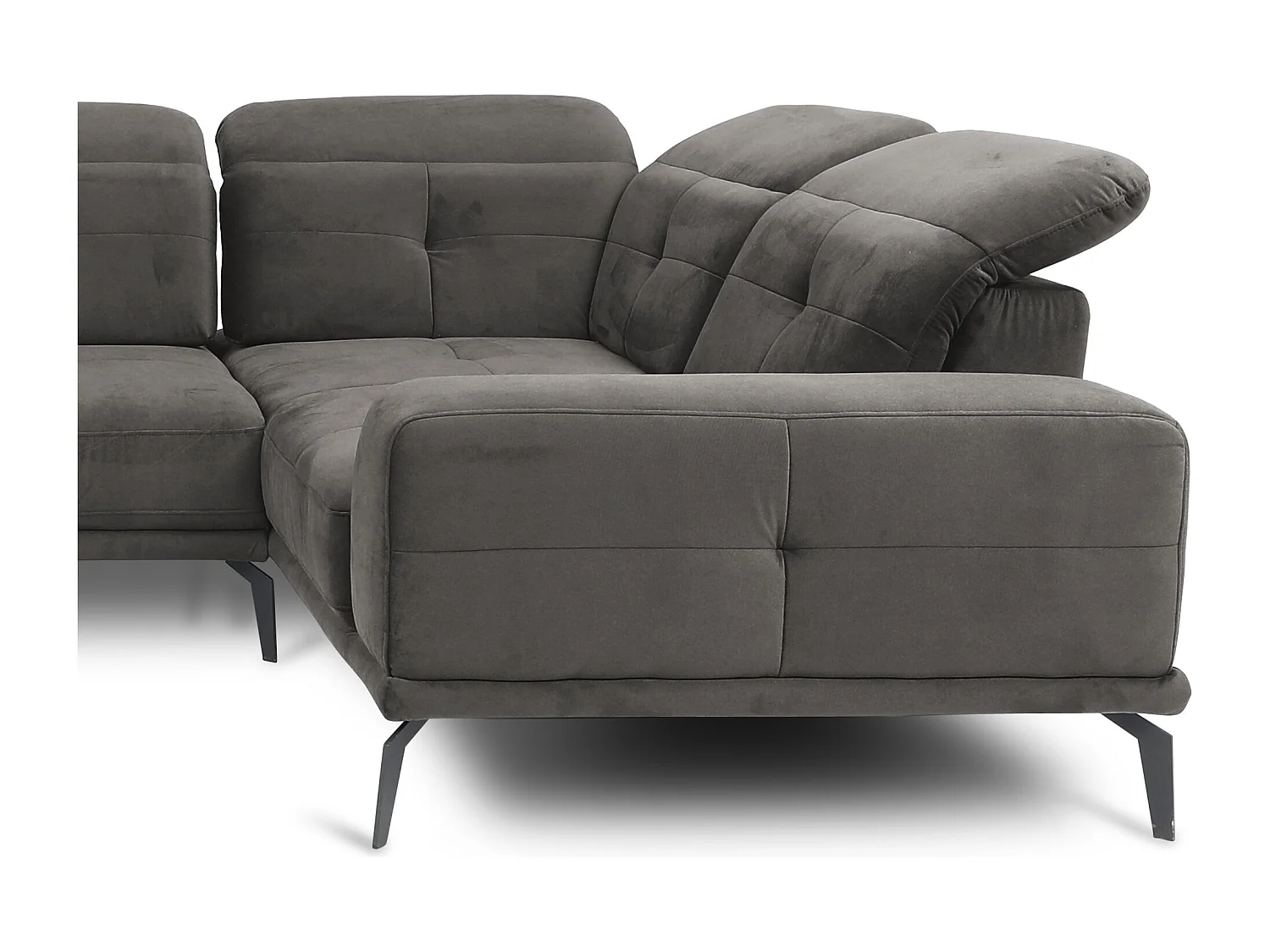 Meuse bruin fluwelen design panoramische bank haakse hoofdsteunen met Stan armleuning 350 cm