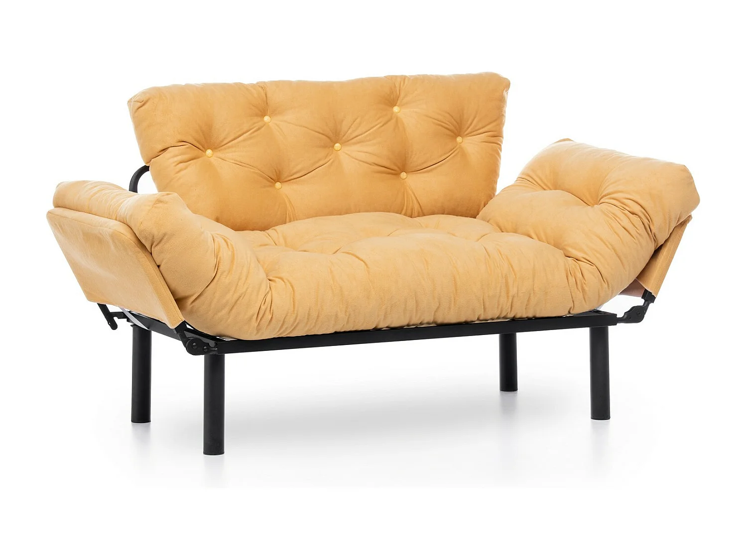 Sofá Altadena 130, Amarillo, 155x70x85cm, Tapiz, Patas: Metal