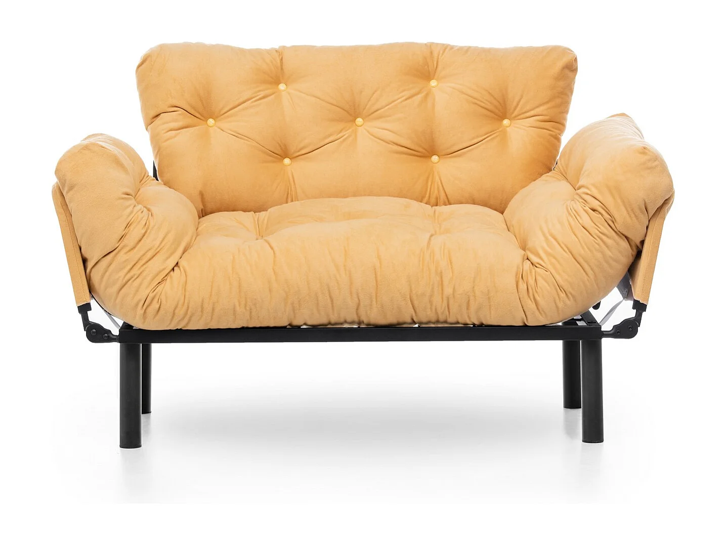 Sofá Altadena 130, Amarillo, 155x70x85cm, Tapiz, Patas: Metal