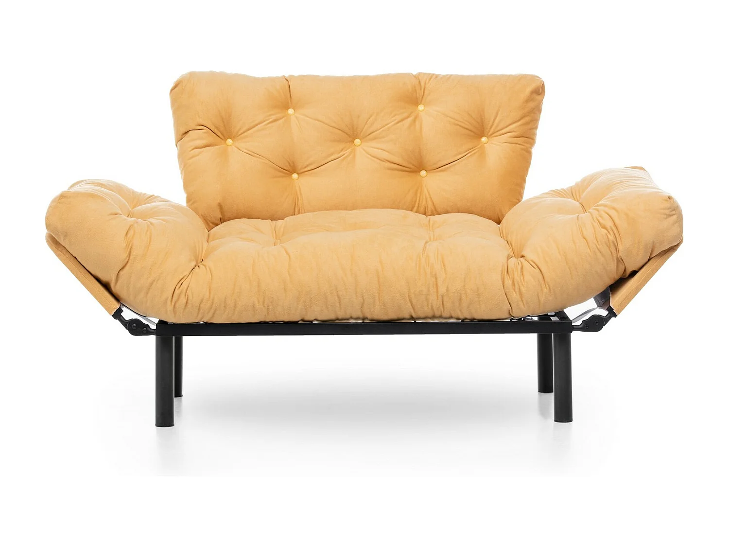 2-zitsbank om te bouwen tot geel stoffen bed Pliaz 155 cm