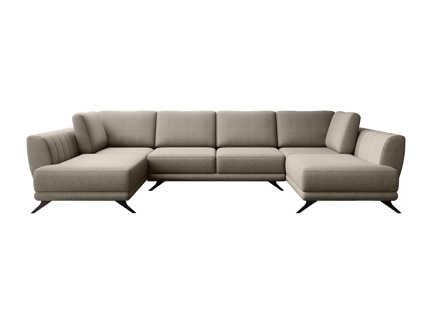 Canapé d'angle panoramique 6 places tissu beige Largos 362cm