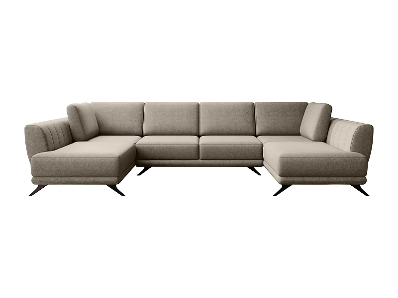 Canapé d'angle panoramique 6 places tissu beige Largos 362cm