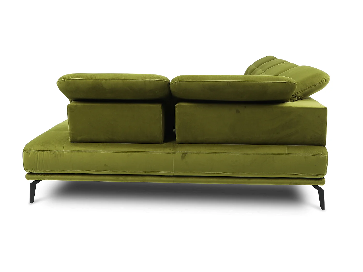 Canapé panoramique moderne tissu gris têtières angle droit Versus 350cm