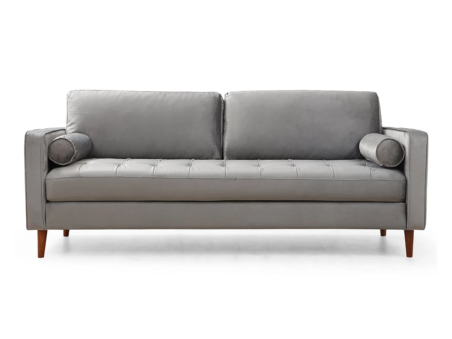 Canapé 3 places velours gris clair Romuza 215cm