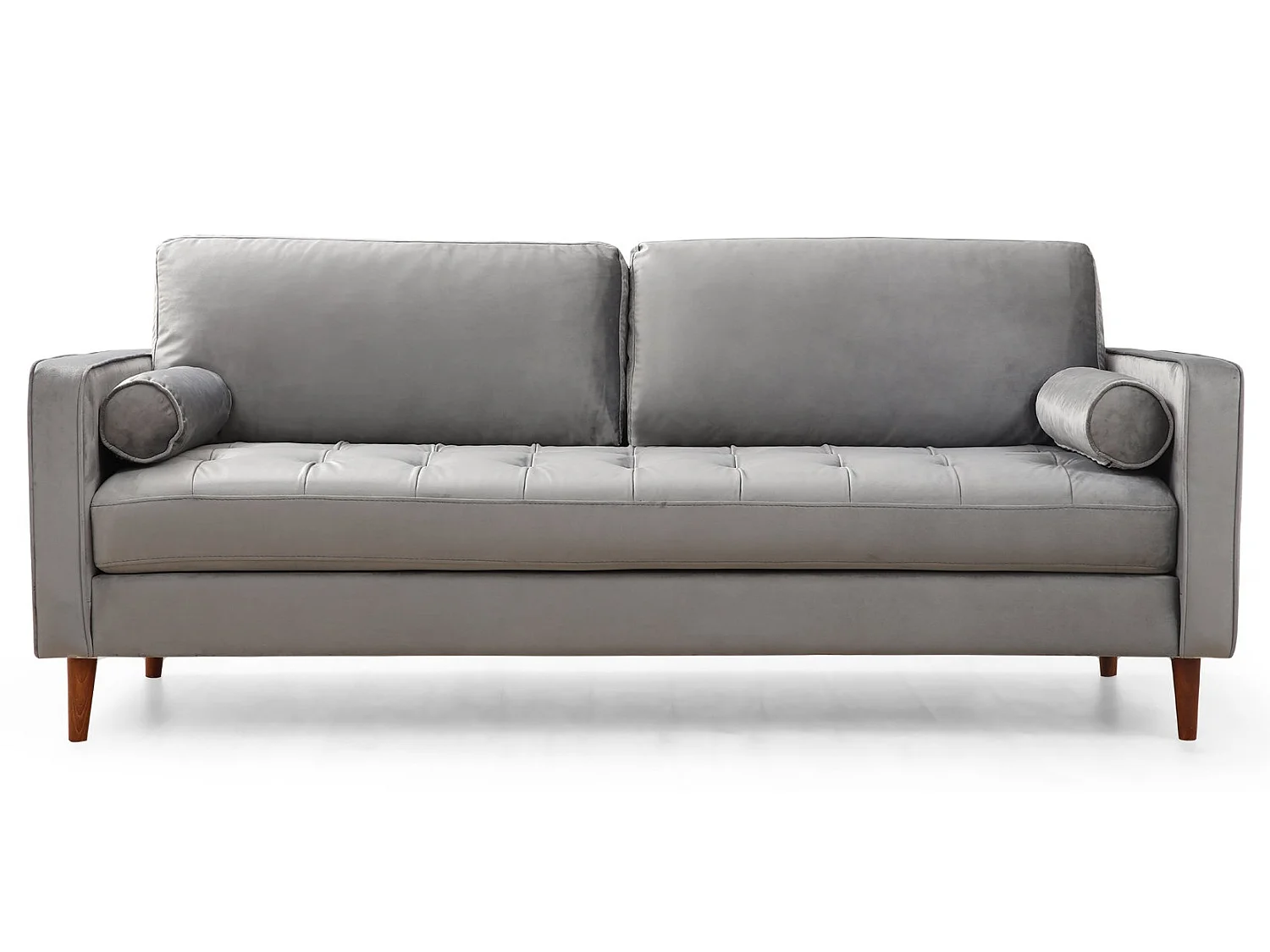 Canapé 3 places velours gris clair Romuza 215cm