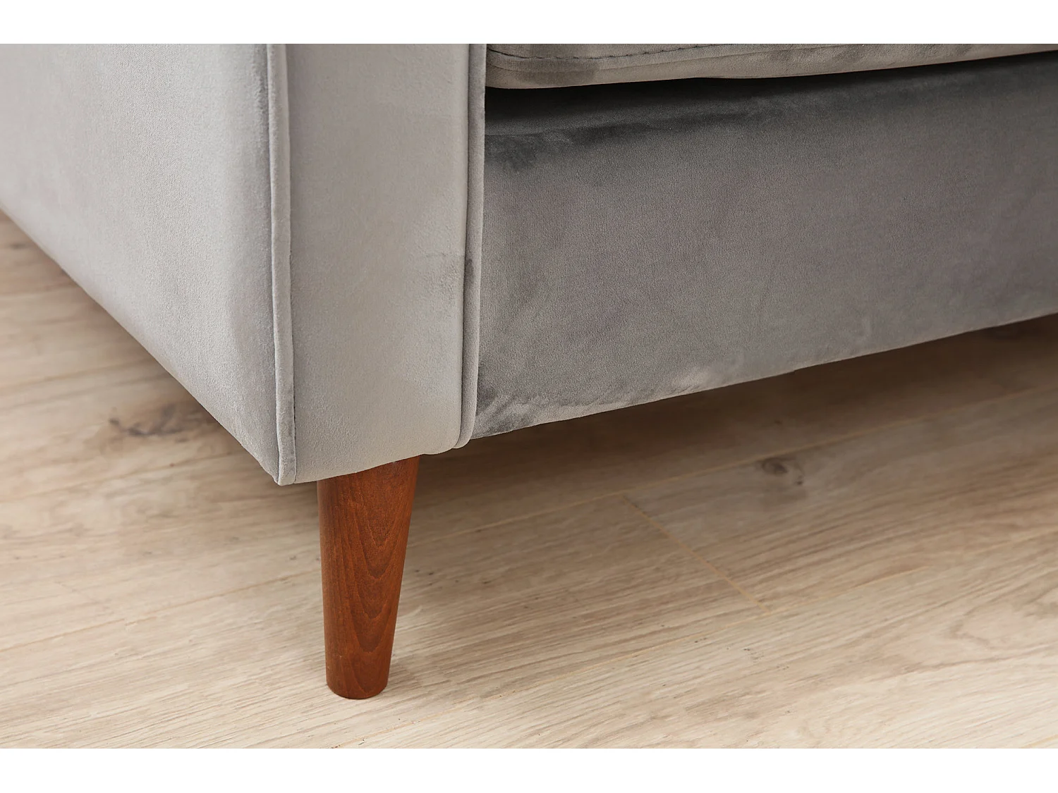 Canapé 3 places velours gris clair Romuza 215cm