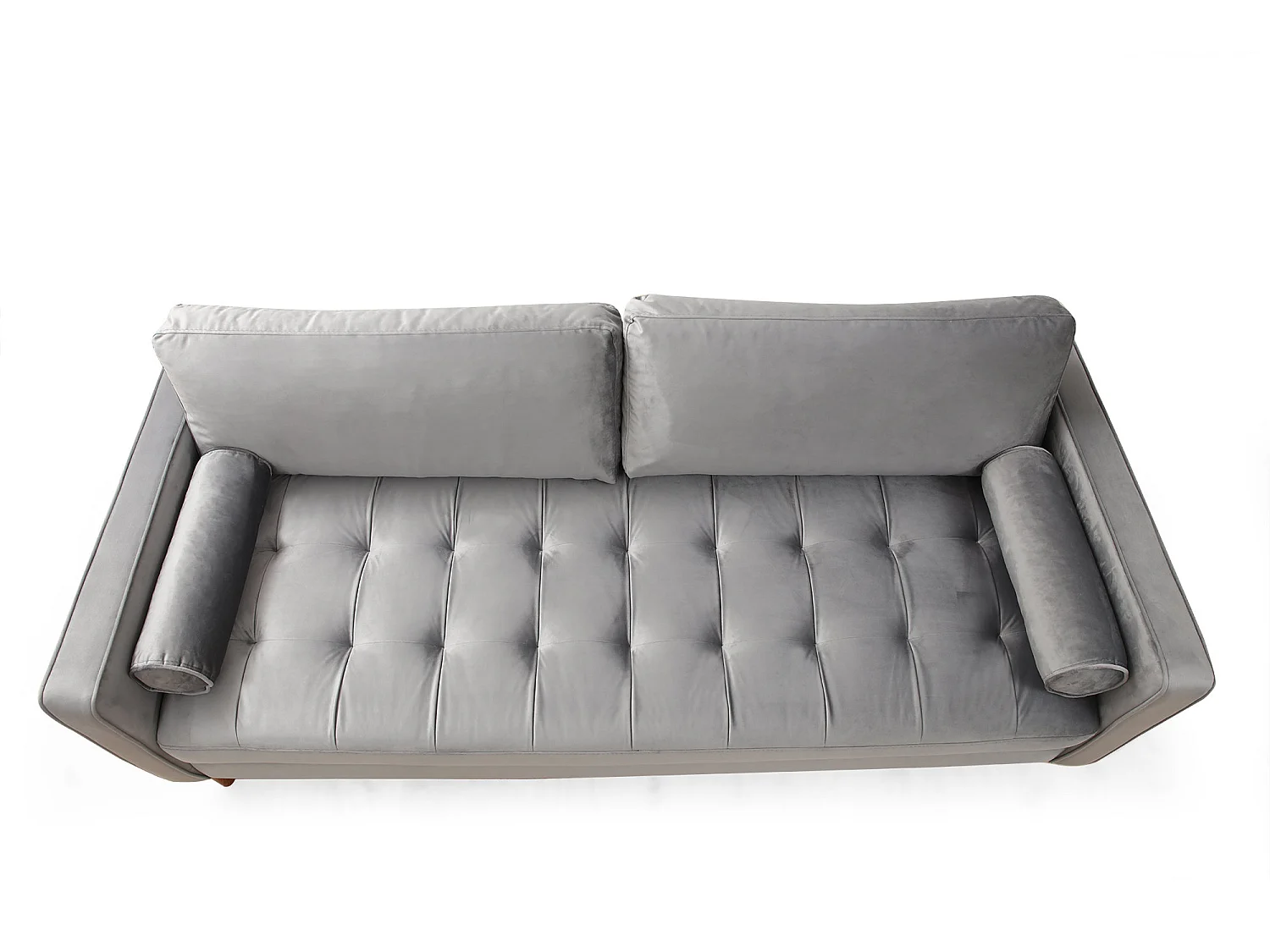 Canapé 3 places velours gris clair Romuza 215cm