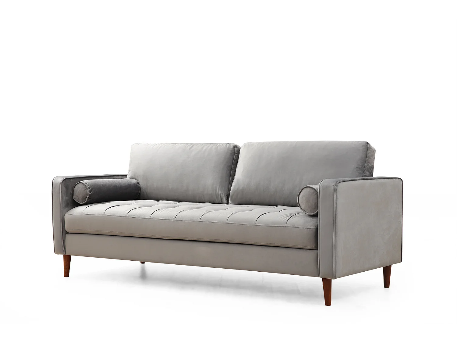 Canapé 3 places velours gris clair Romuza 215cm