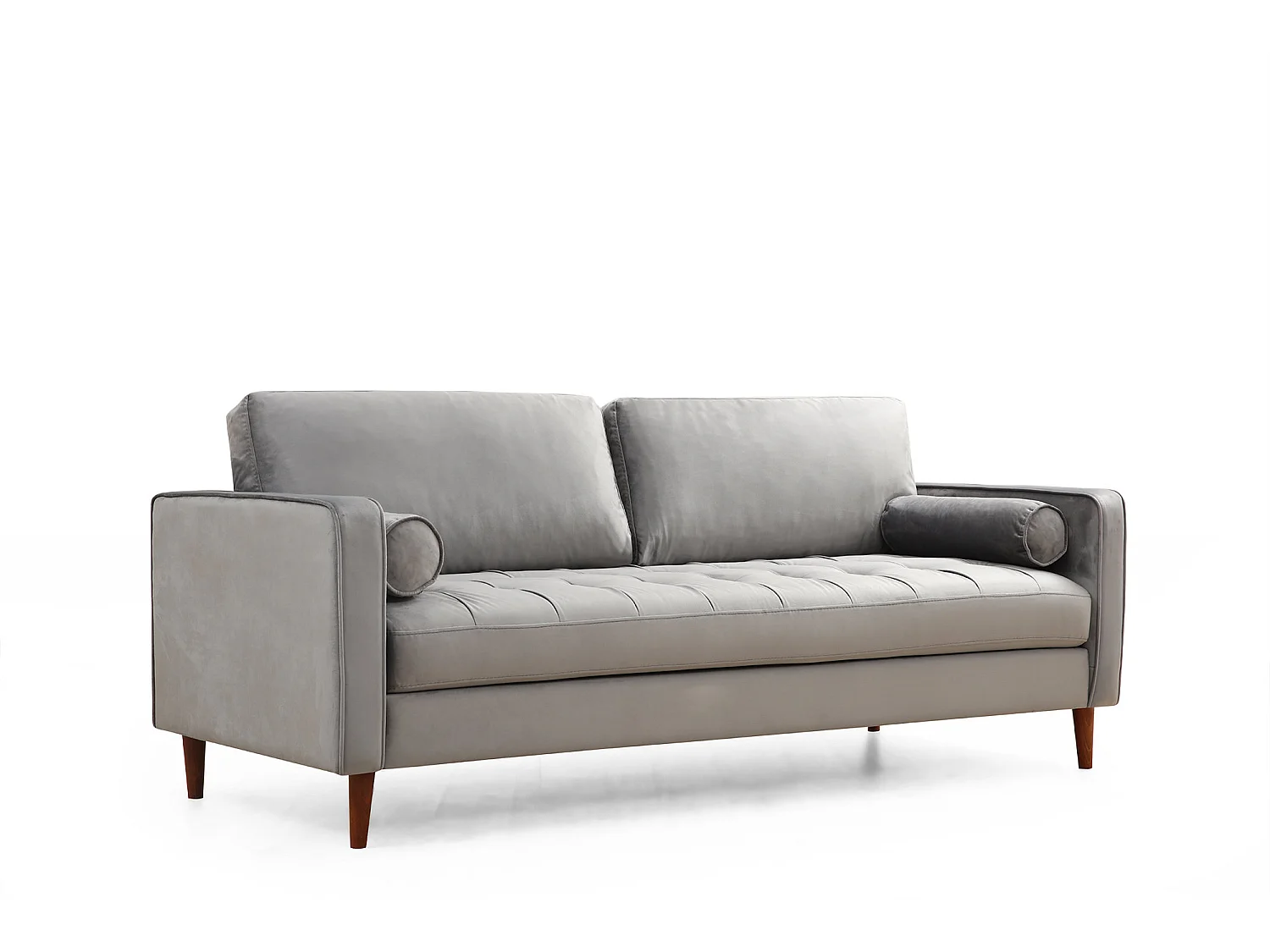 Canapé 3 places velours gris clair Romuza 215cm