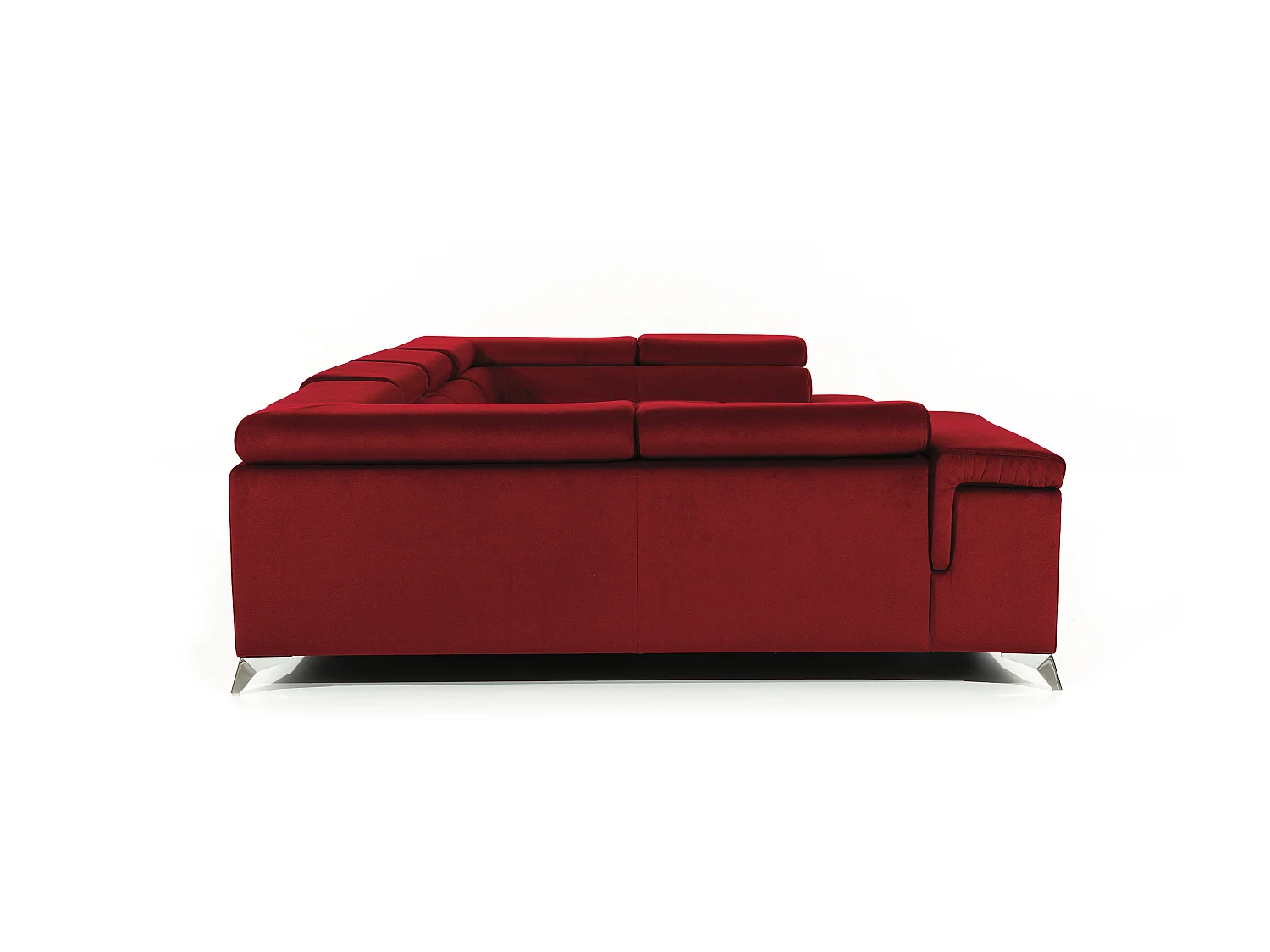 Canapé panoramique convertible velours marron clair avec coffre de rangement Triano 342cm-Coffre de rangement à gauche