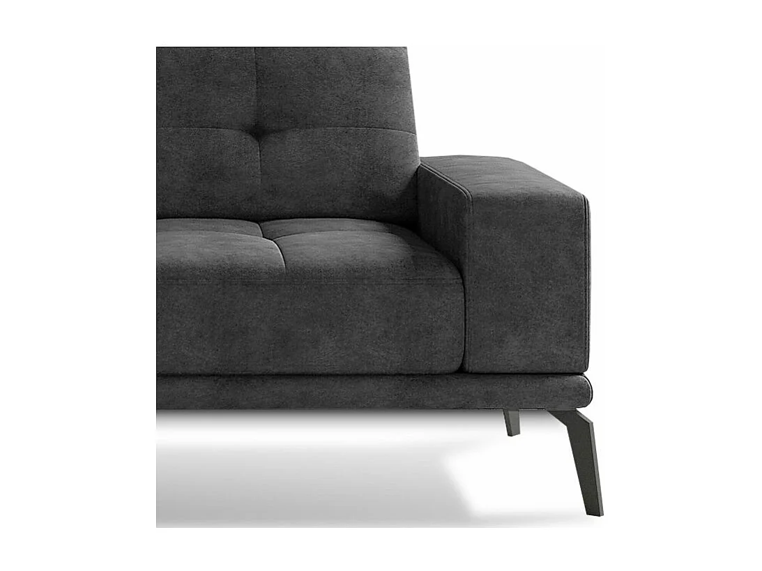 Canapé d'angle gauche 5 places tissu suédine gris foncé Torpille 265cm