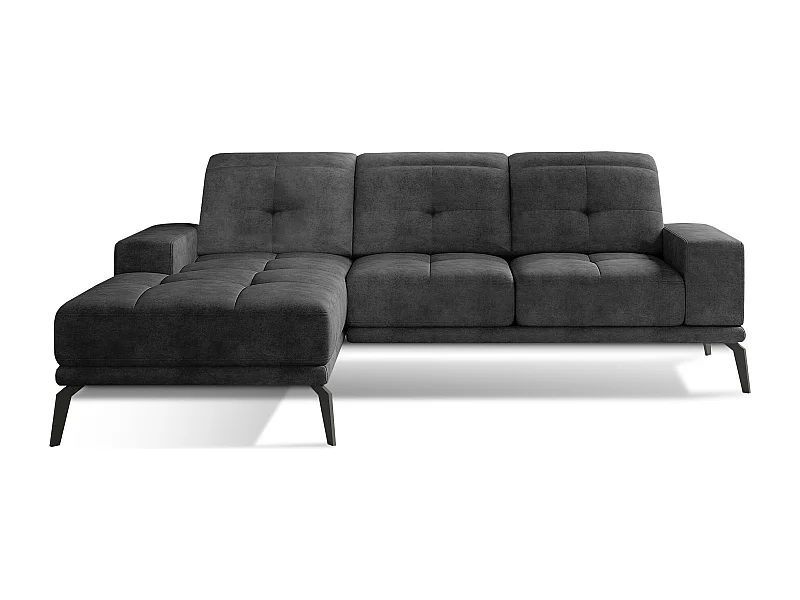 Canapé d'angle gauche 5 places tissu suédine gris foncé Torpille 265cm