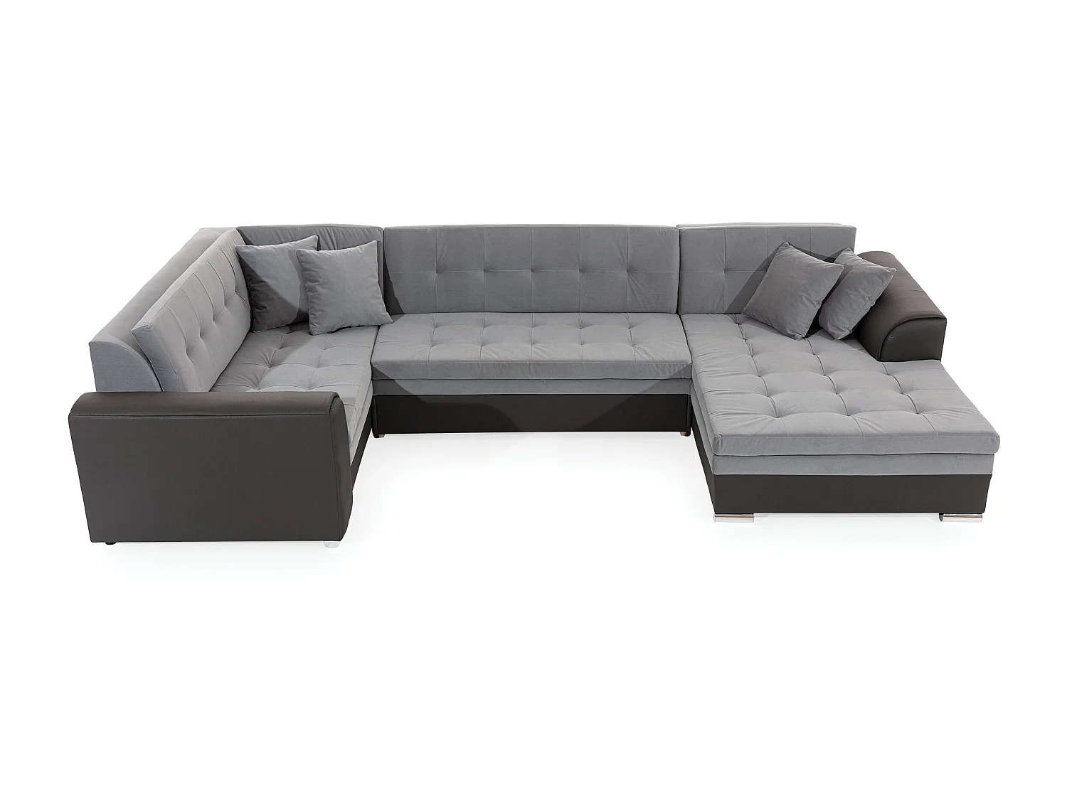 Canapé convertible panoramique velours marron clair et foncé méridienne à droite Diana 340cm