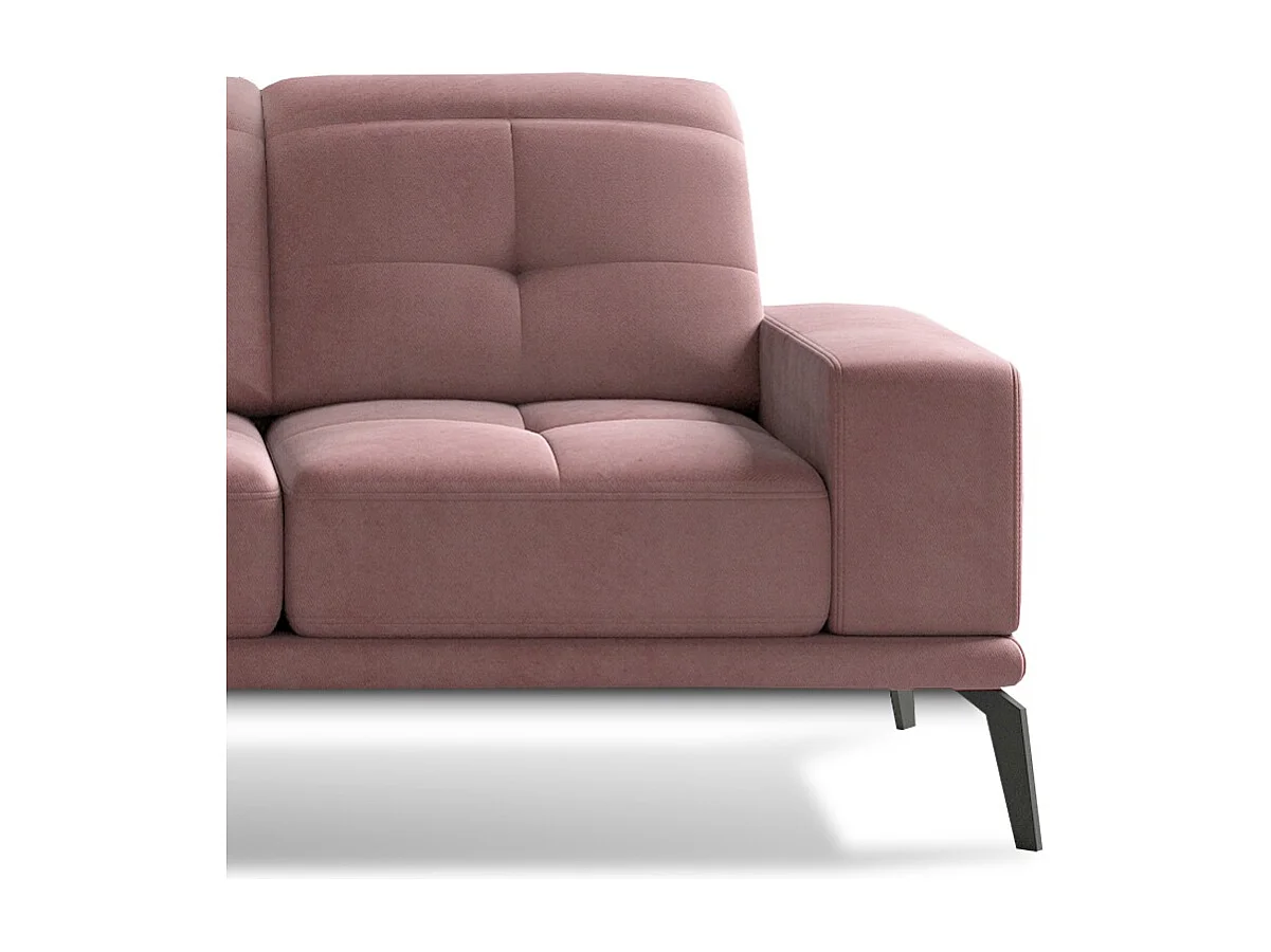 Canapé d'angle gauche 5 places velours rose Torpille 265cm