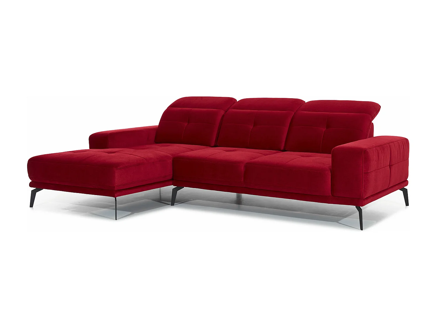 Linkerhoekbank 5 zits roze fluweel Torpille 265 cm