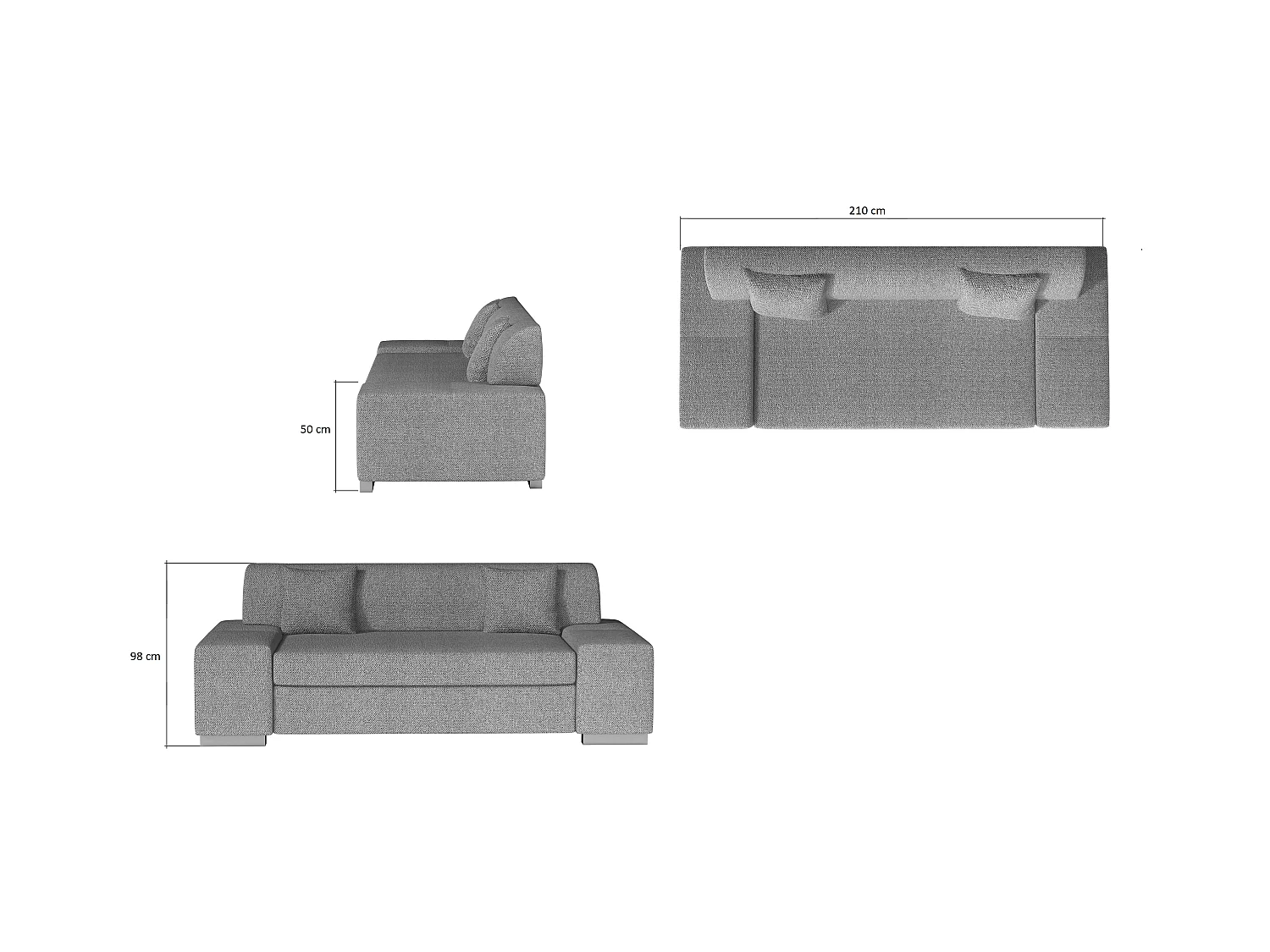 Canapé minimaliste 3-4 places velours beige clair Plazo 210cm