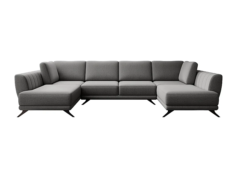 Canapé d'angle panoramique 6 places tissu gris foncé Largos 362cm