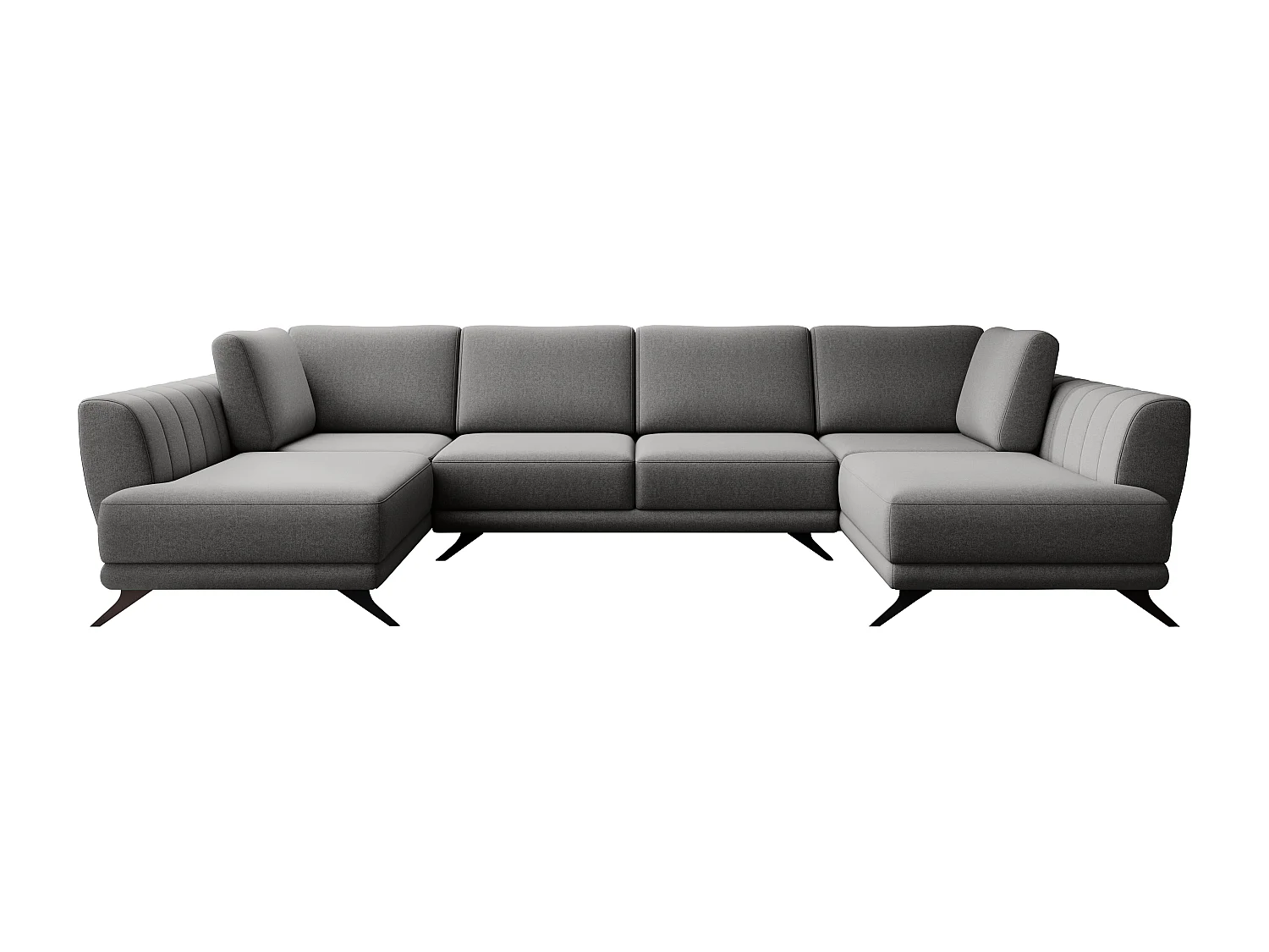 Canapé d'angle panoramique 6 places tissu gris foncé Largos 362cm