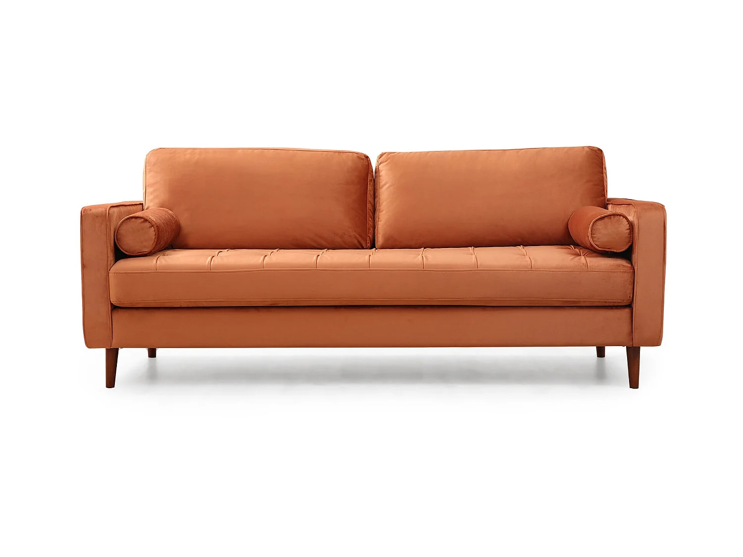 Canapé 3 places velours orange Romuza 215cm