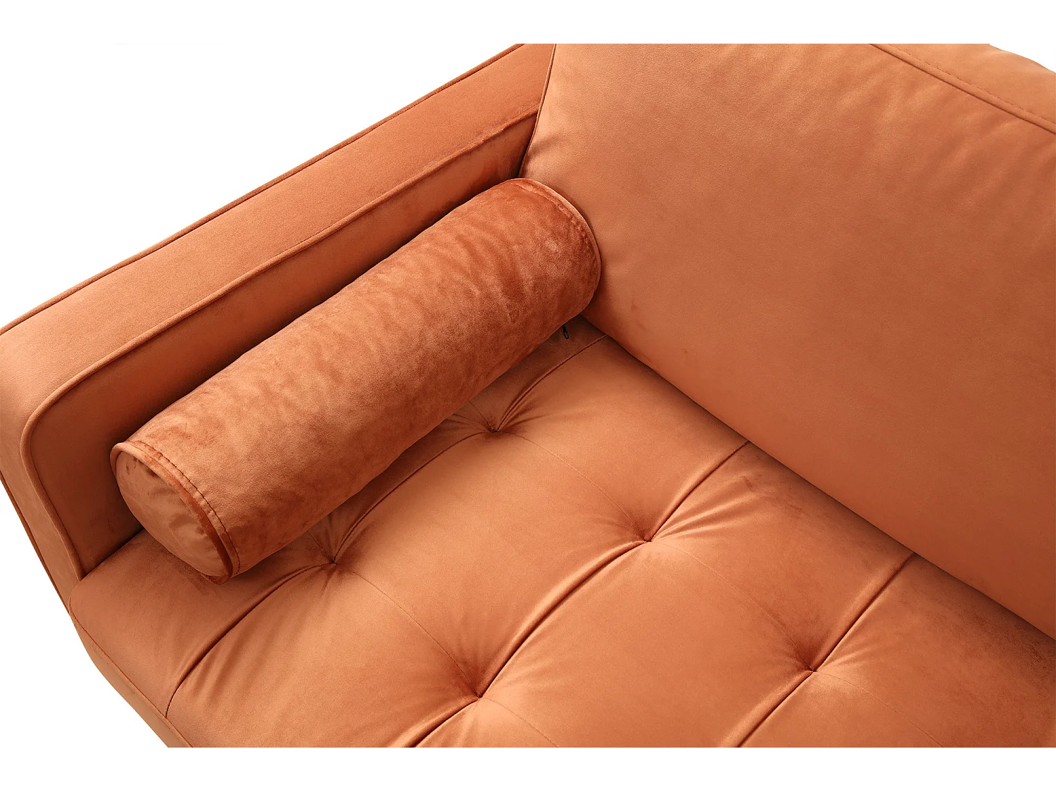 Canapé 3 places velours orange Romuza 215cm