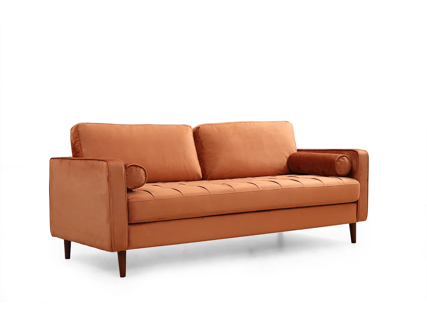 Canapé 3 places velours orange Romuza 215cm