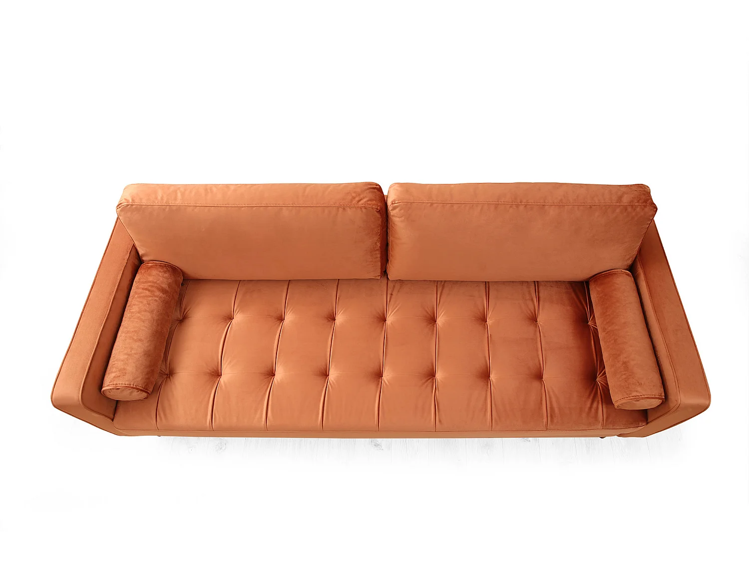 Canapé 3 places velours orange Romuza 215cm
