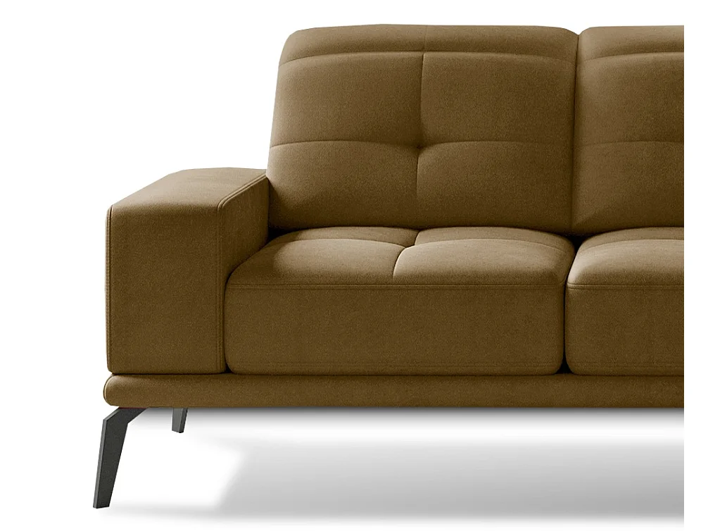 Canapé d'angle droit 5 places velours miel Torpille 265cm