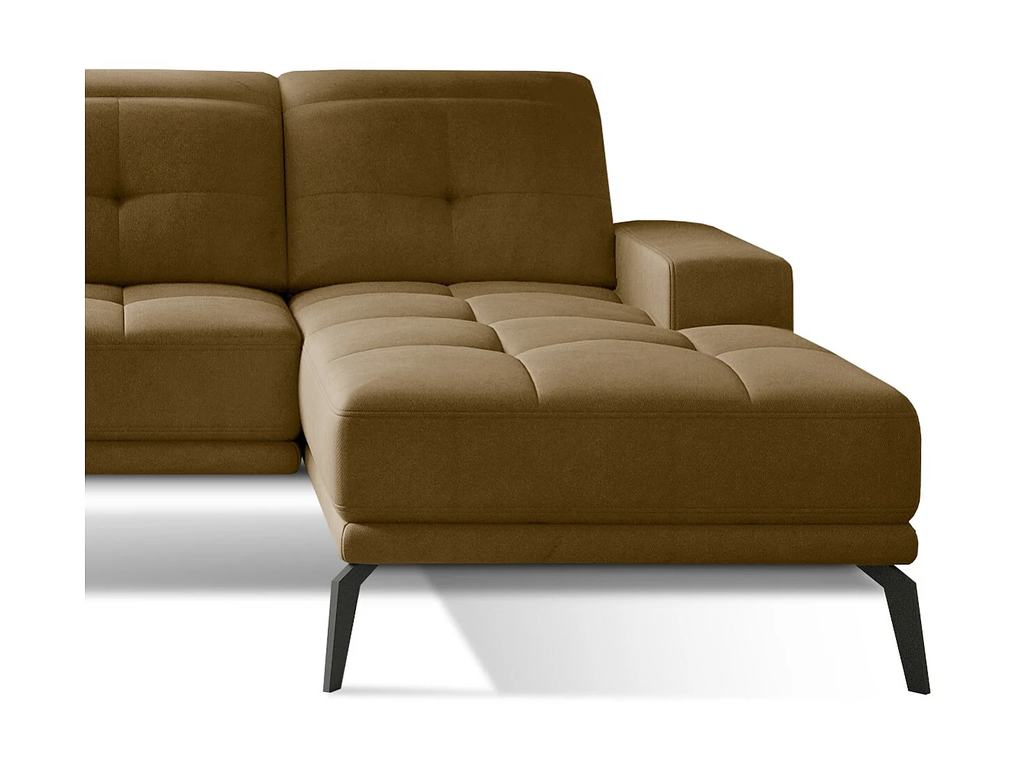 Canapé d'angle droit 5 places velours miel Torpille 265cm