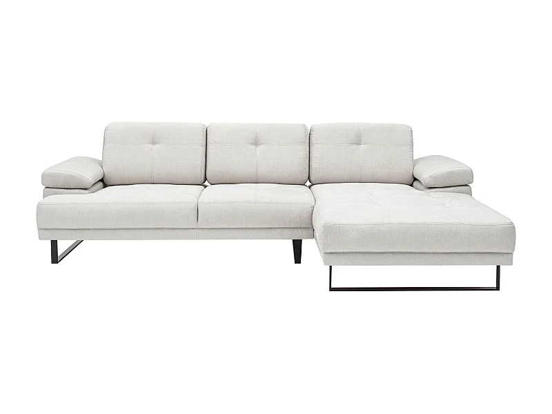 Grand canapé d'angle droit tissu beige clair et métal noir Kustone 314cm