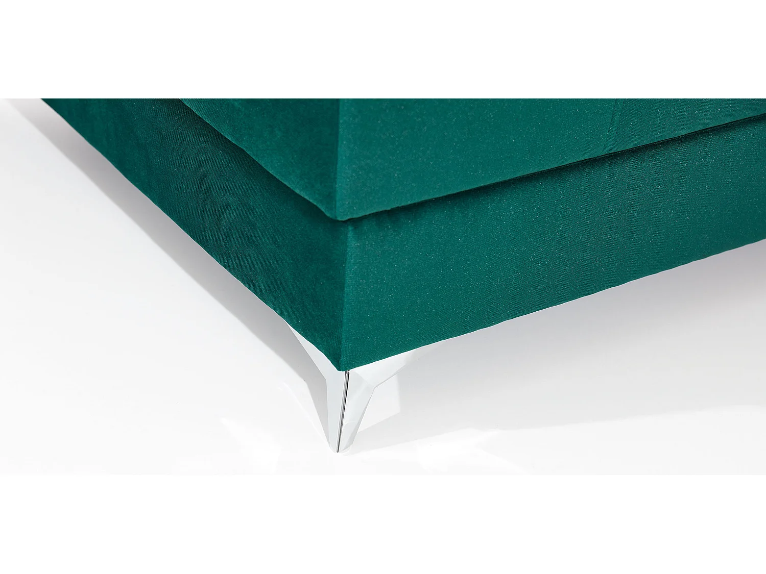 Canapé panoramique velours vert foncé coffre de rangement à droite Kutty 345cm