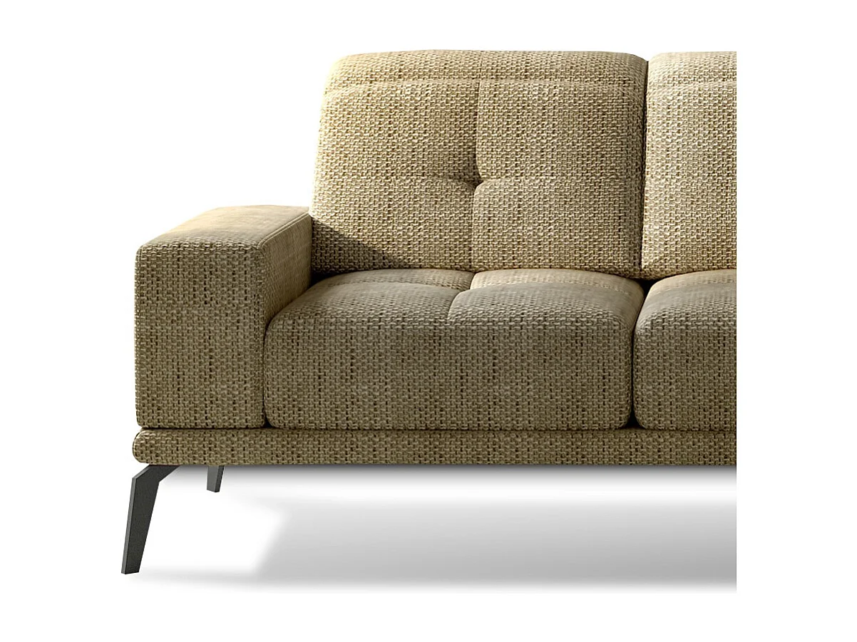 Canapé d'angle droit 5 places tissu beige chiné Torpille 265cm