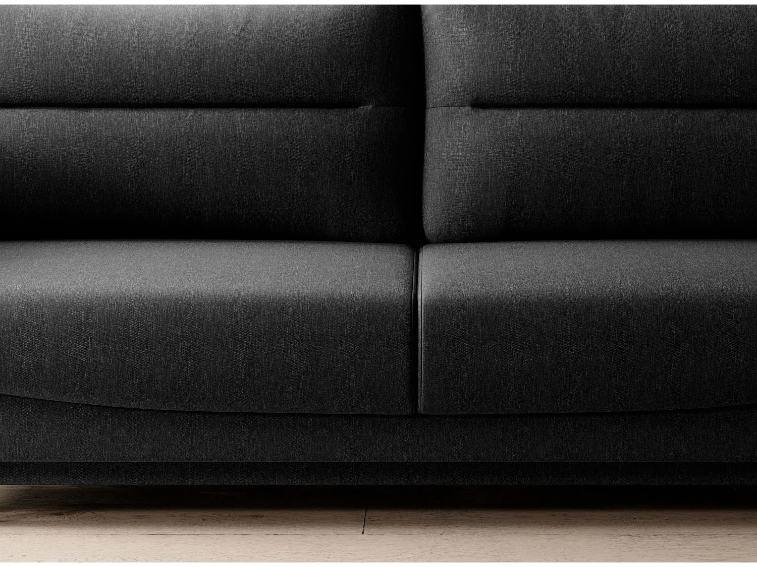 Sofá convertible recto de tela ZURIK - Caja de almacenaje y patas de metal negro-Negro